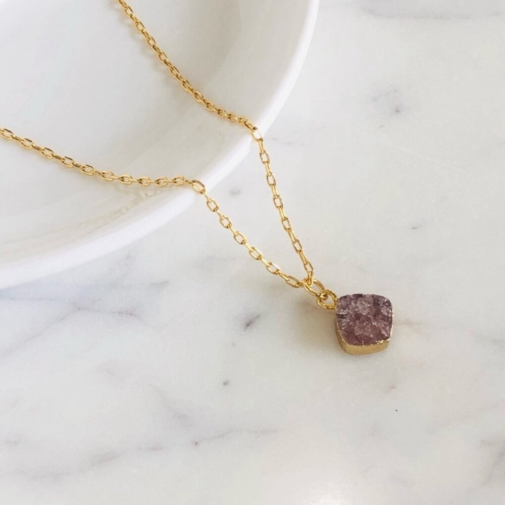 18K Gold Plated Dainty Red Strawberry Quartz Layering Boho Necklace